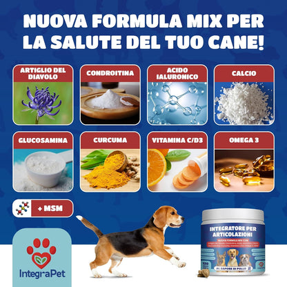 Joints Supplement for Dogs - Supplements for Dogs with Collagen and Magnesium, Glucosamine and Hyaluronic Acid, 120 Chewable Snacks for Mobility and Bones