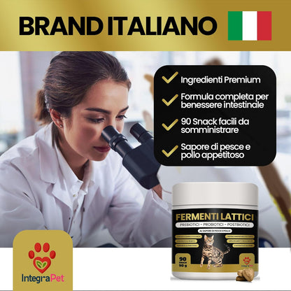 Probiotics for Cats with Lactic Ferments Cats - Prebiotic Digestive Probiotics, 90 Natural Snacks Chicken Flavour for Bowel Regularity and Defense