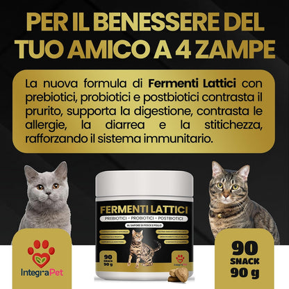 Probiotics for Cats with Lactic Ferments Cats - Prebiotic Digestive Probiotics, 90 Natural Snacks Chicken Flavour for Bowel Regularity and Defense