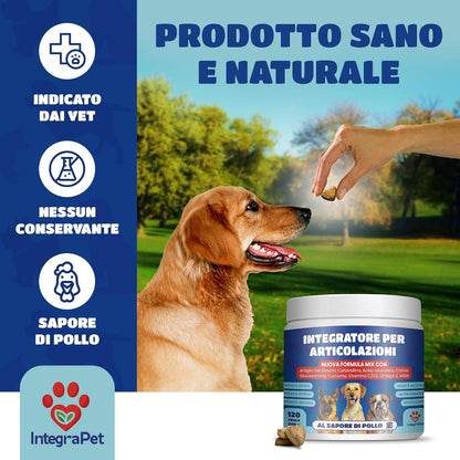 Joints Supplement for Dogs - Supplements for Dogs with Collagen and Magnesium, Glucosamine and Hyaluronic Acid, 120 Chewable Snacks for Mobility and Bones