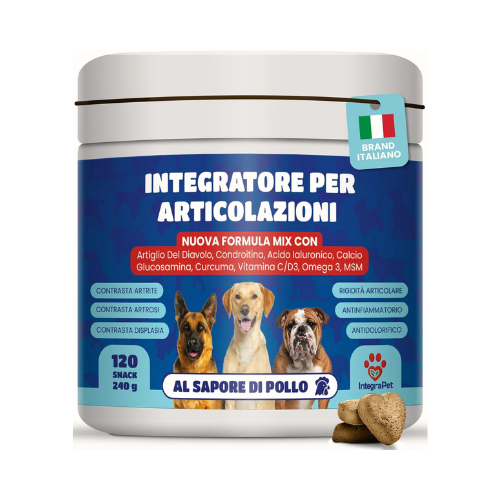 Joints Supplement for Dogs - Supplements for Dogs with Collagen and Magnesium, Glucosamine and Hyaluronic Acid, 120 Chewable Snacks for Mobility and Bones